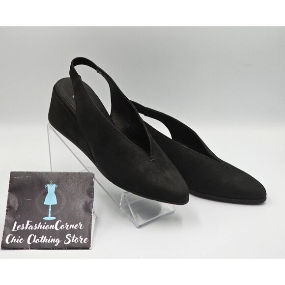 Eileen Fisher Womens Black Nubuck Leather Devi Tumbled Slingback Shoes Sz 6 2917 - Picture 10 of 16